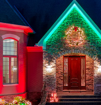 Permanent Christmas lights installation on residential home in Florida